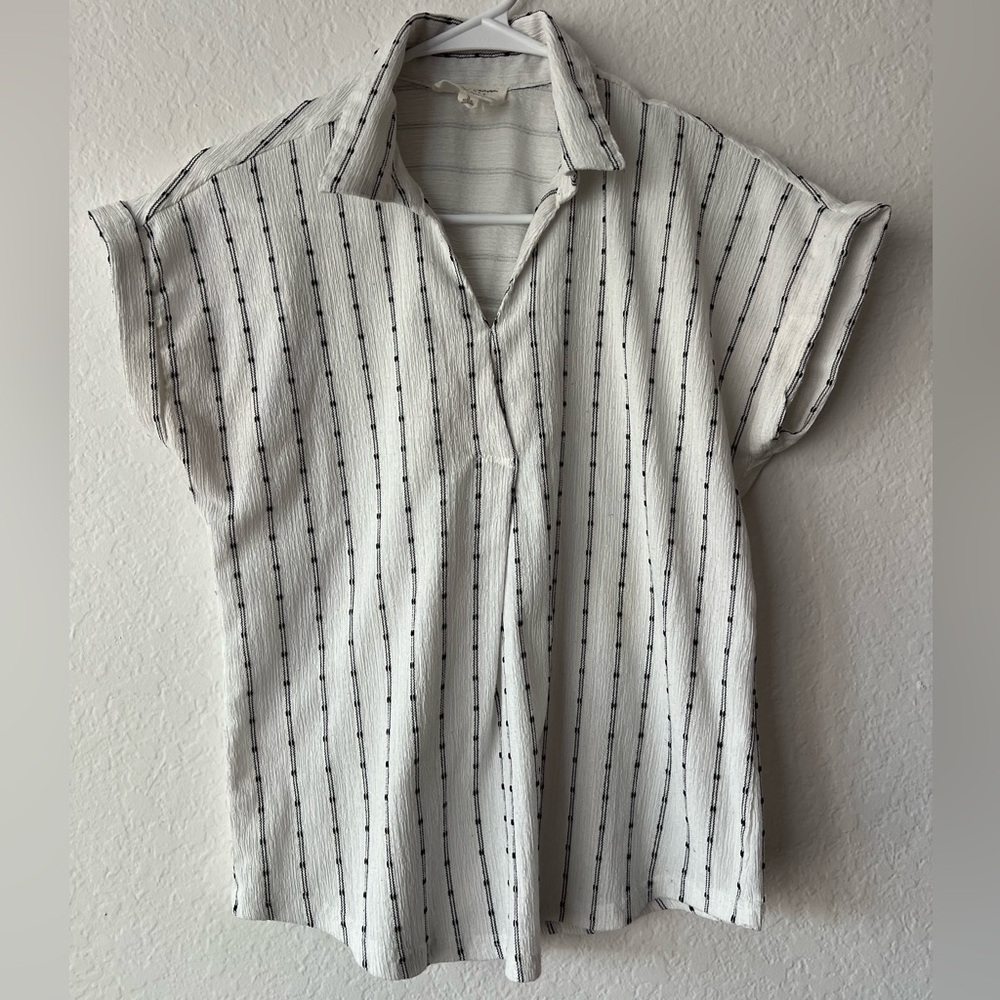 Striped White and Black Women's Shirt